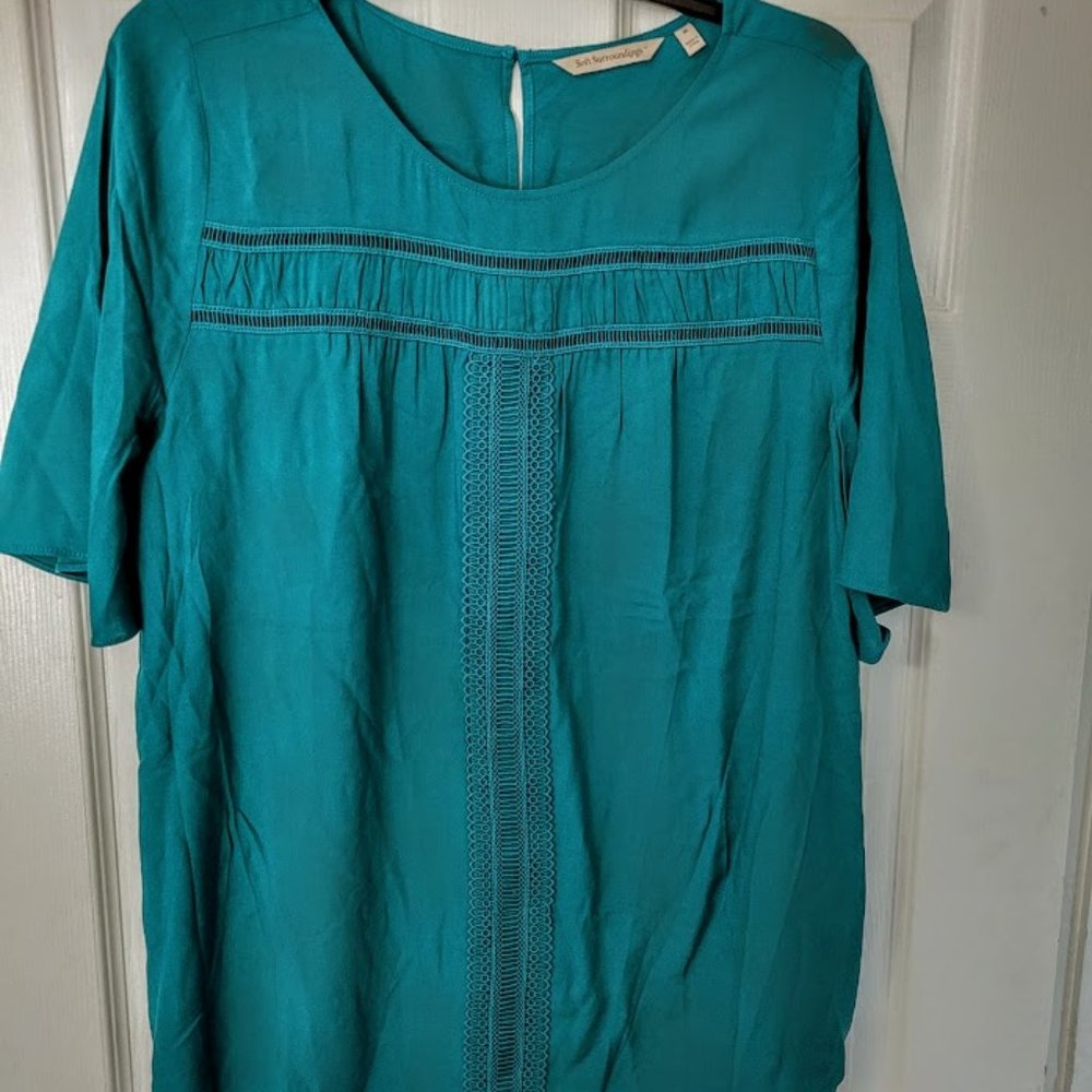 Soft Surroundings S/S teal tunic Size M